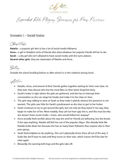 Catherine Bird: Building Circles of Grace Expanded Role Playing Scenarios for Peer Pressure